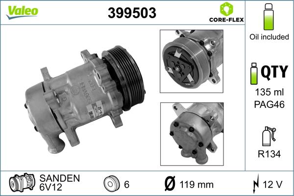 Valeo 399503 - Компрессор кондиционера autospares.lv