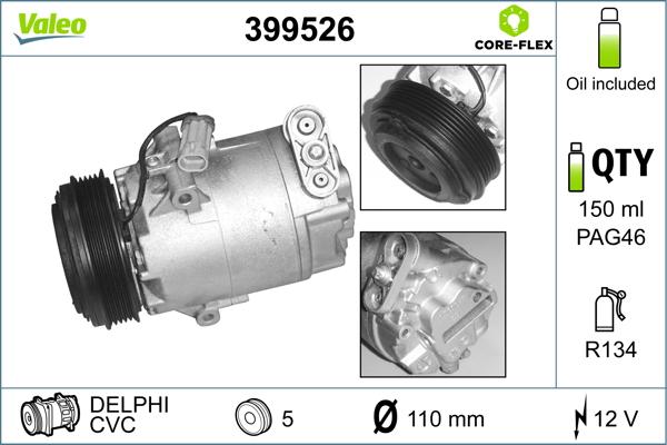 Valeo 399526 - Компрессор кондиционера autospares.lv