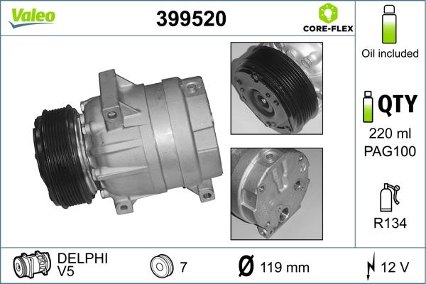 Valeo 399520 - Компрессор кондиционера autospares.lv