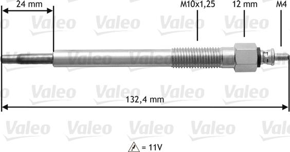 Valeo 345 163 - Свеча накаливания autospares.lv