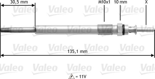 Valeo 345112 - Свеча накаливания autospares.lv