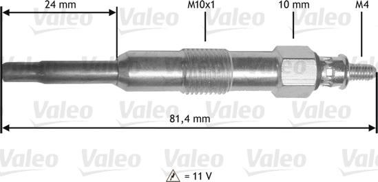 Valeo 345 189 - Свеча накаливания autospares.lv