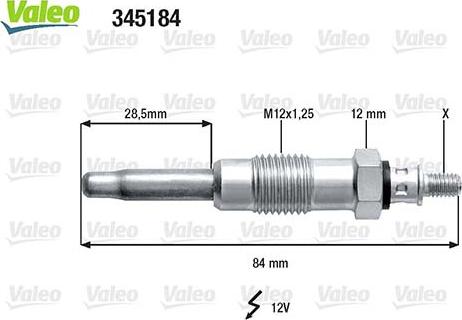 Valeo 345184 - Свеча накаливания autospares.lv