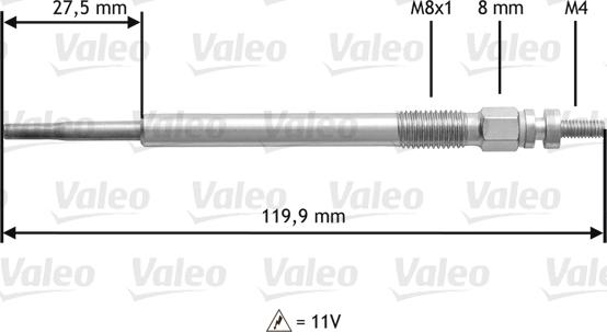 Valeo 345123 - Свеча накаливания autospares.lv