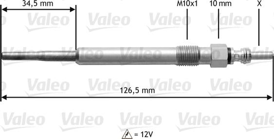 Valeo 345122 - Свеча накаливания autospares.lv
