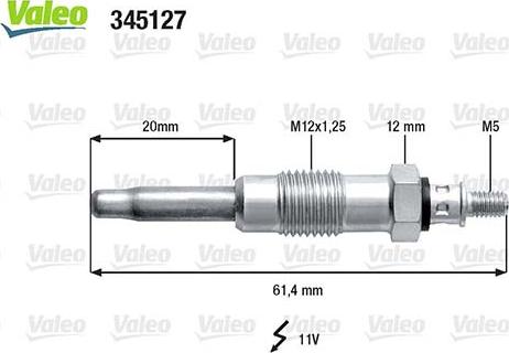 Valeo 345127 - Свеча накаливания autospares.lv