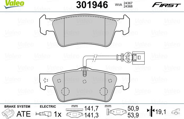 Valeo 301946 - Тормозные колодки, дисковые, комплект autospares.lv