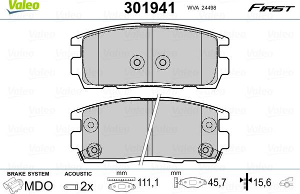 Valeo 301941 - Тормозные колодки, дисковые, комплект autospares.lv