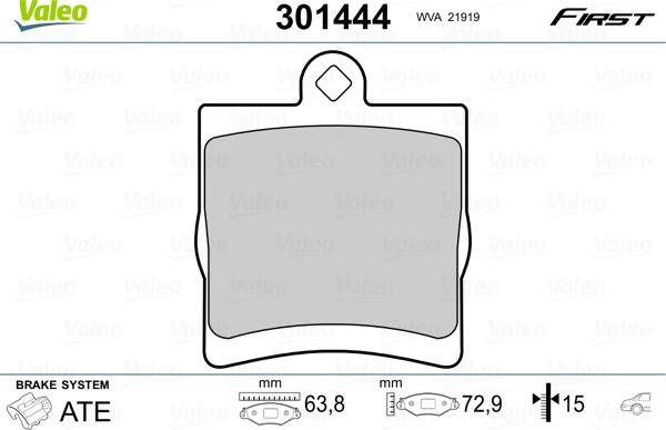 Valeo 301444 - Тормозные колодки, дисковые, комплект autospares.lv