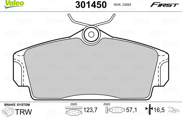 Valeo 301450 - Тормозные колодки, дисковые, комплект autospares.lv