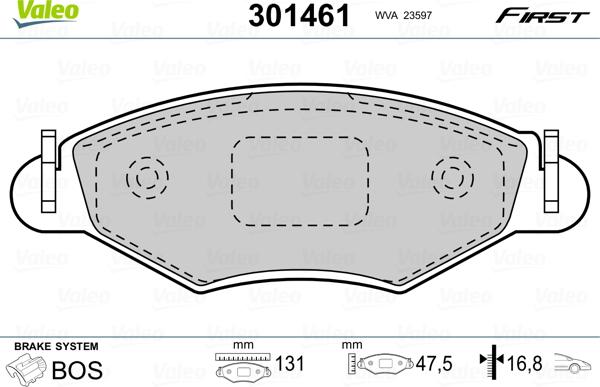 Valeo 301461 - Тормозные колодки, дисковые, комплект autospares.lv