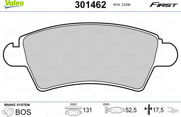 Valeo 301462 - Тормозные колодки, дисковые, комплект autospares.lv