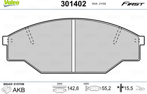 Valeo 301402 - Тормозные колодки, дисковые, комплект autospares.lv