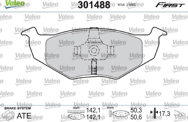 Valeo 301488 - Тормозные колодки, дисковые, комплект autospares.lv