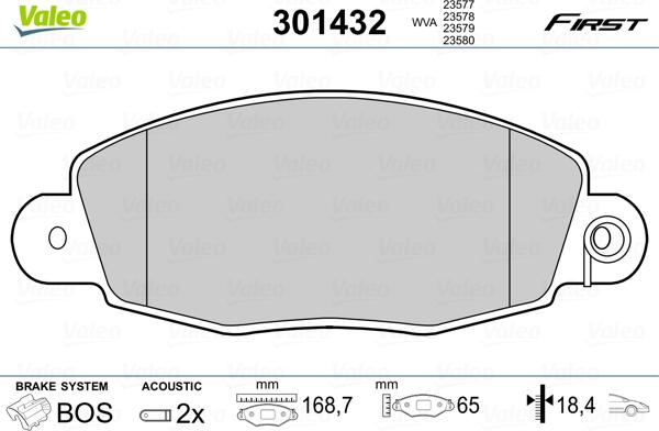 Valeo 301432 - Тормозные колодки, дисковые, комплект autospares.lv