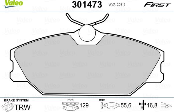 Valeo 301473 - Тормозные колодки, дисковые, комплект autospares.lv