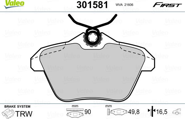 Valeo 301581 - Тормозные колодки, дисковые, комплект autospares.lv