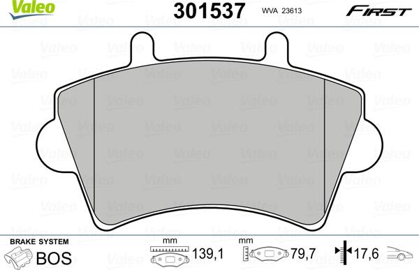 Valeo 301537 - Тормозные колодки, дисковые, комплект autospares.lv