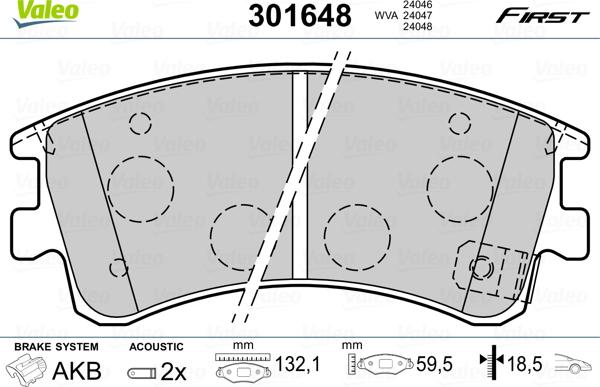 Valeo 301648 - Тормозные колодки, дисковые, комплект autospares.lv