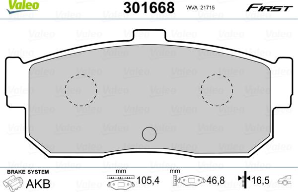 Valeo 301668 - Тормозные колодки, дисковые, комплект autospares.lv