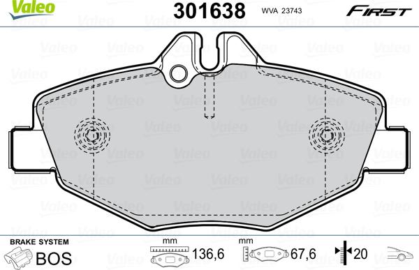 Valeo 301638 - Тормозные колодки, дисковые, комплект autospares.lv