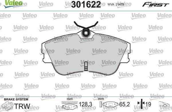 Valeo 301622 - Тормозные колодки, дисковые, комплект autospares.lv