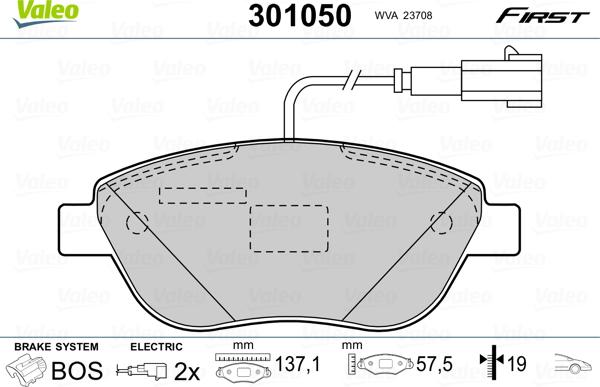 Valeo 301050 - Тормозные колодки, дисковые, комплект autospares.lv