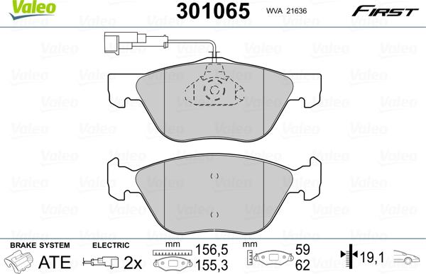 Valeo 301065 - Тормозные колодки, дисковые, комплект autospares.lv