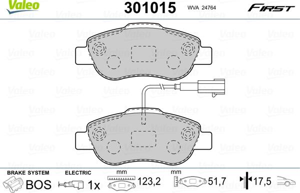 Valeo 301015 - Тормозные колодки, дисковые, комплект autospares.lv