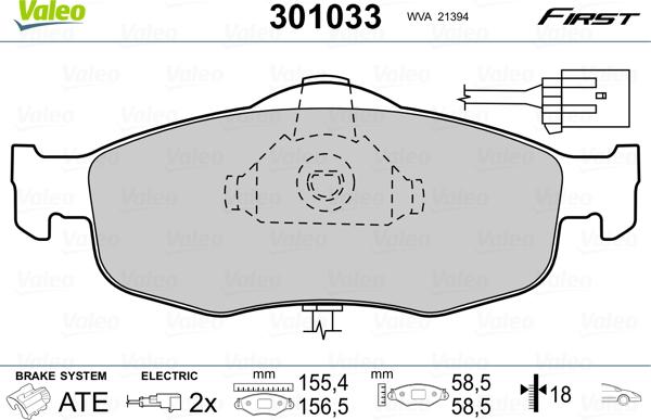 Valeo 301033 - Тормозные колодки, дисковые, комплект autospares.lv