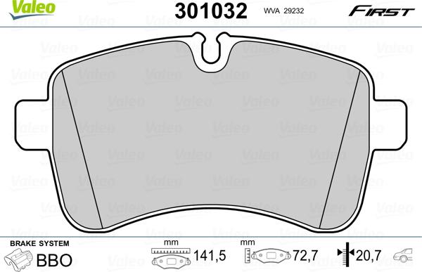 Valeo 301032 - Тормозные колодки, дисковые, комплект autospares.lv