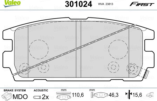 Valeo 301024 - Тормозные колодки, дисковые, комплект autospares.lv