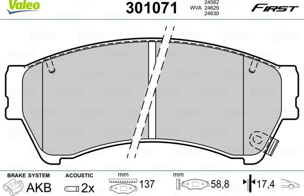 Valeo 301071 - Тормозные колодки, дисковые, комплект autospares.lv