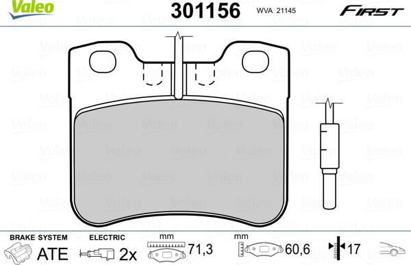 Valeo 301156 - Тормозные колодки, дисковые, комплект autospares.lv