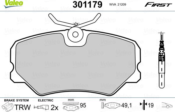 Valeo 301179 - Тормозные колодки, дисковые, комплект autospares.lv