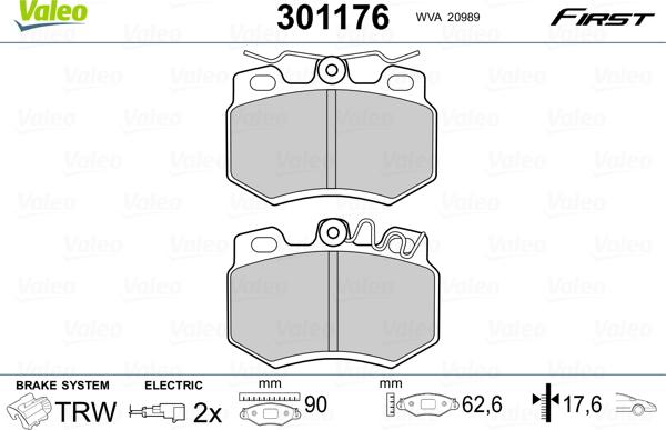 Valeo 301176 - Тормозные колодки, дисковые, комплект autospares.lv