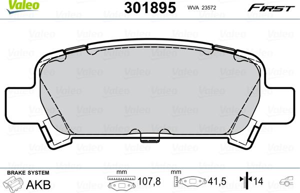 Valeo 301895 - Тормозные колодки, дисковые, комплект autospares.lv