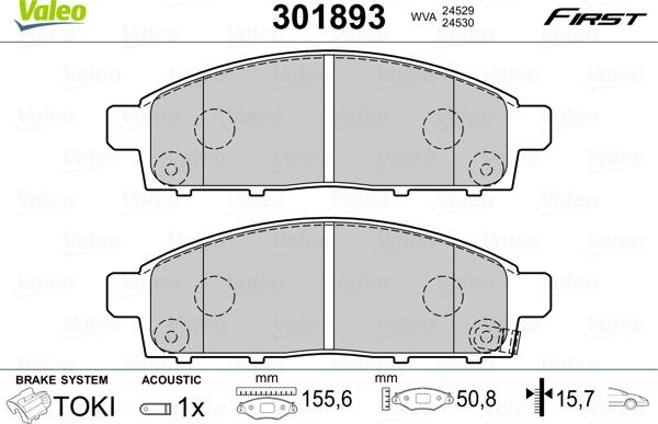 Valeo 301893 - Тормозные колодки, дисковые, комплект autospares.lv