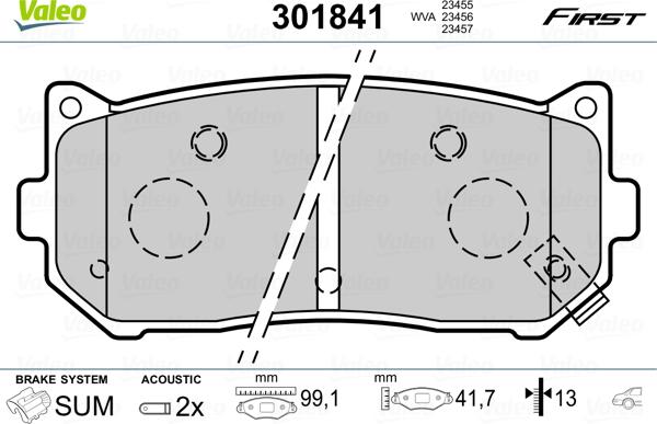 Valeo 301841 - Тормозные колодки, дисковые, комплект autospares.lv