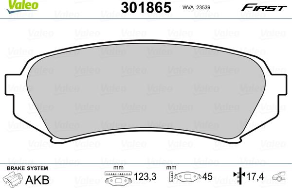 Valeo 301865 - Тормозные колодки, дисковые, комплект autospares.lv