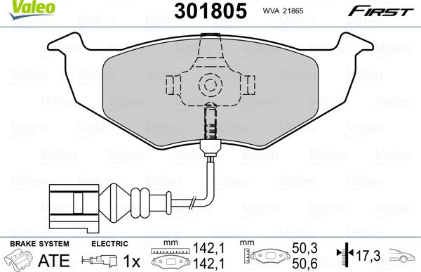 Valeo 301805 - Тормозные колодки, дисковые, комплект autospares.lv