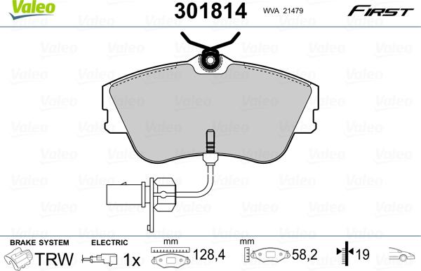 Valeo 301814 - Тормозные колодки, дисковые, комплект autospares.lv