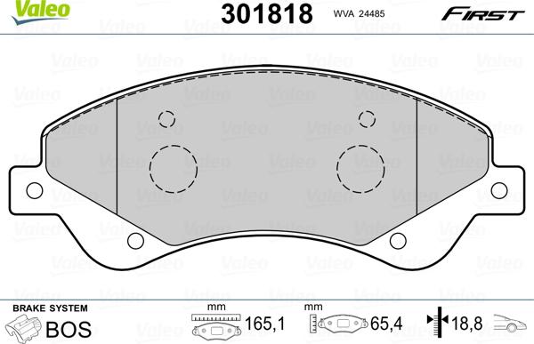 Valeo 301818 - Тормозные колодки, дисковые, комплект autospares.lv