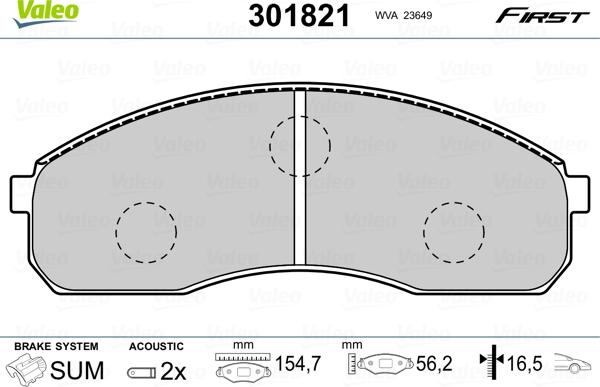 Valeo 301821 - Тормозные колодки, дисковые, комплект autospares.lv