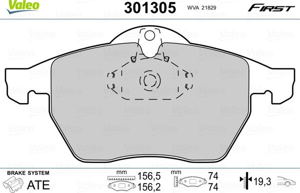 Valeo 301305 - Тормозные колодки, дисковые, комплект autospares.lv