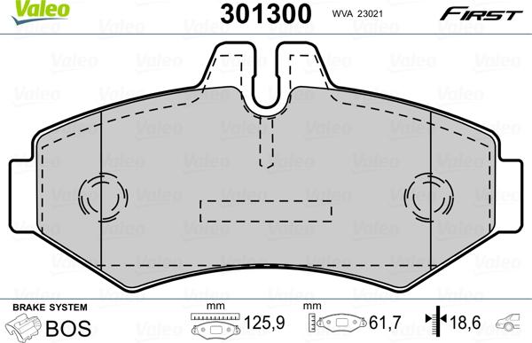 Valeo 301300 - Тормозные колодки, дисковые, комплект autospares.lv