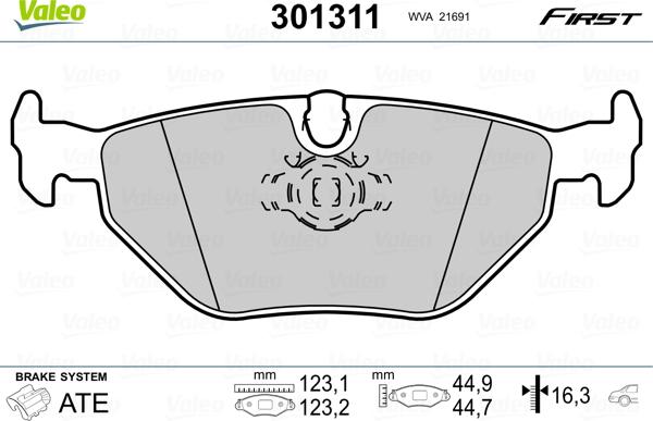 Valeo 301311 - Тормозные колодки, дисковые, комплект autospares.lv