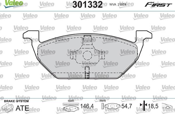Valeo 301332 - Тормозные колодки, дисковые, комплект autospares.lv