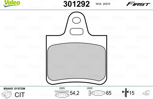 Valeo 301292 - Тормозные колодки, дисковые, комплект autospares.lv