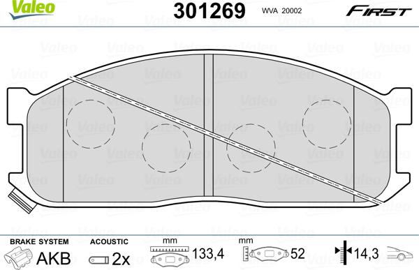 Valeo 301269 - Тормозные колодки, дисковые, комплект autospares.lv